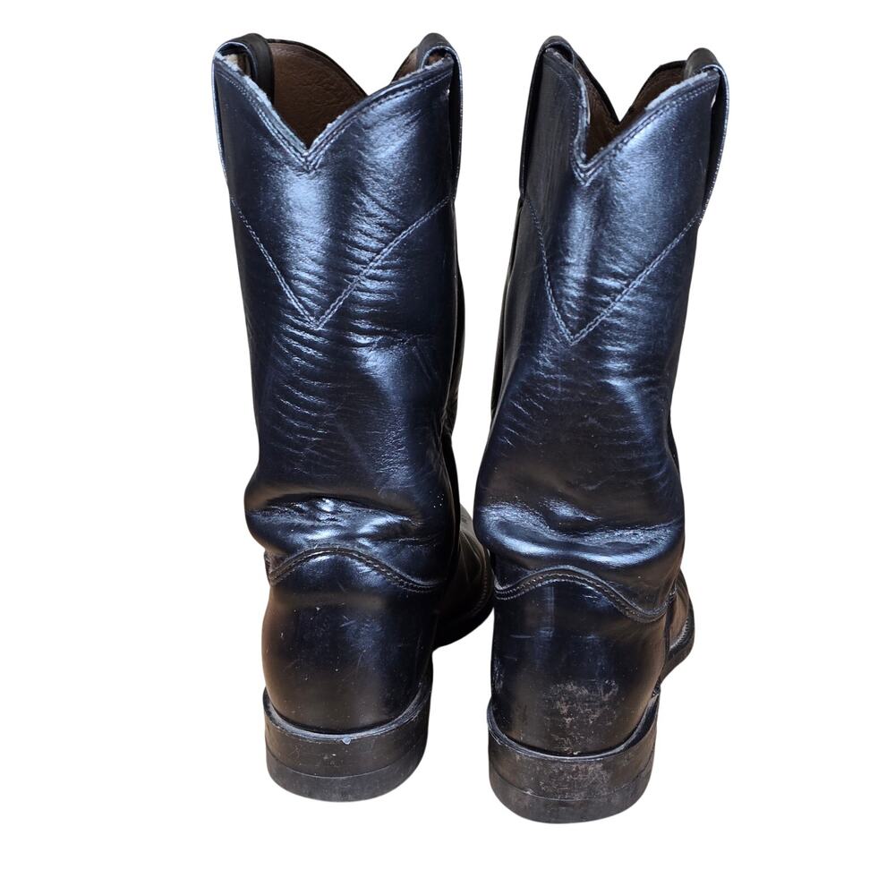 Justin Cora L3703 Black Leather Cowboy Cowgirl Boots Womens 5 R Rodeo Western - Picture 5 of 8